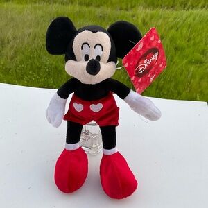 “NWT” Dan Dee Mickey Mouse Plush 8” Stuffed Animal.  Red Disney Heart Shorts.
